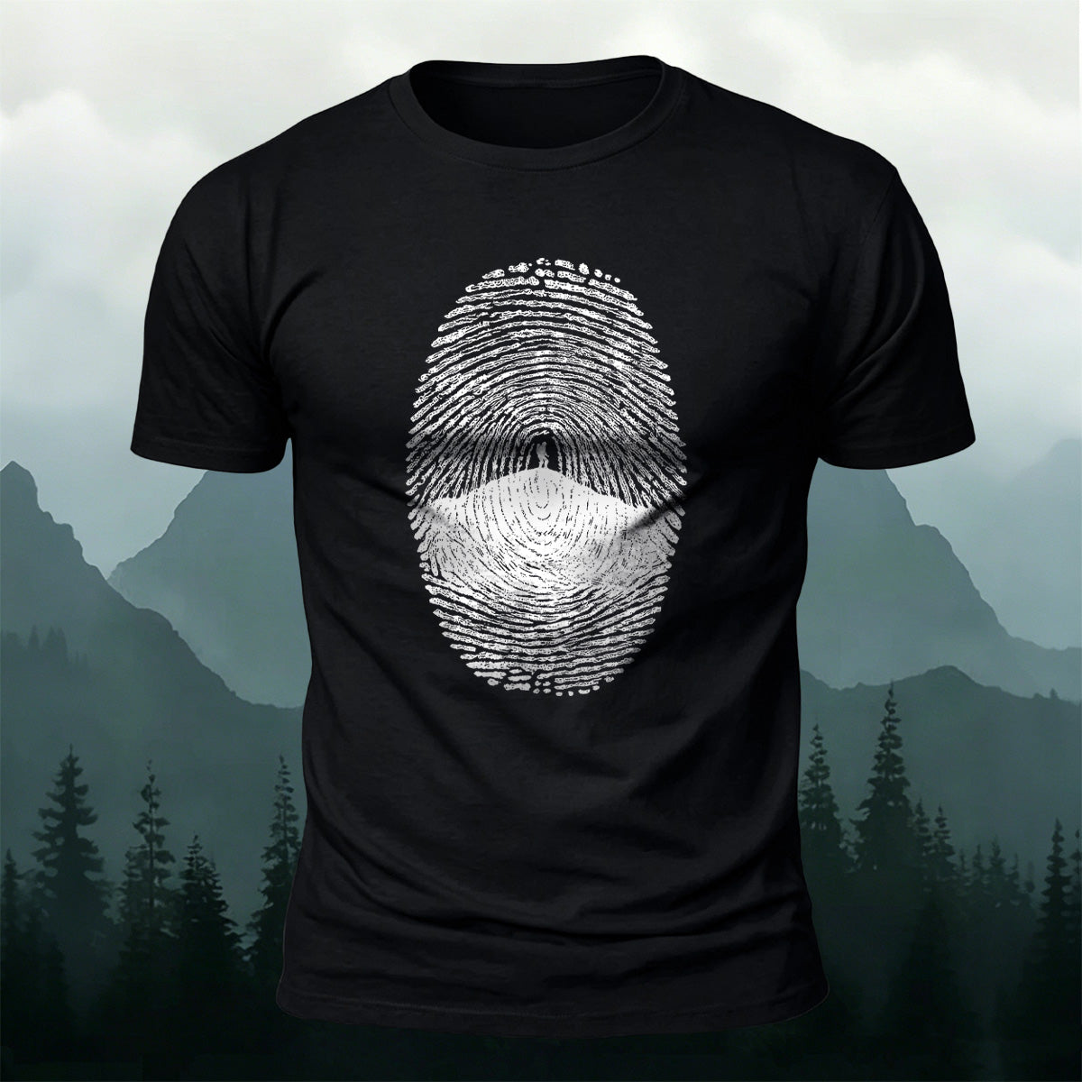 Fingerprint Print Artistic Natural Premium Cotton T-Shirt Black