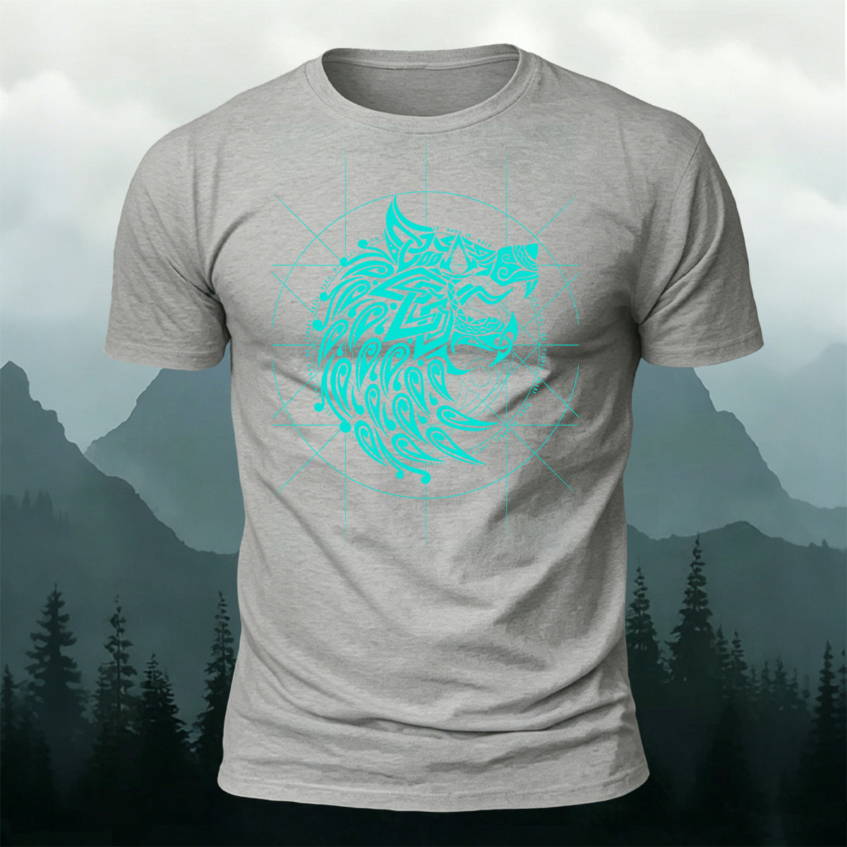 Viking Fenrir Wolf Premium Cotton Casual T-Shirt Grey