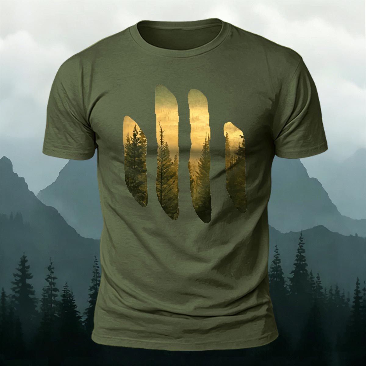 Beautiful Scenery Pattern Retro Casual Cotton T-Shirt