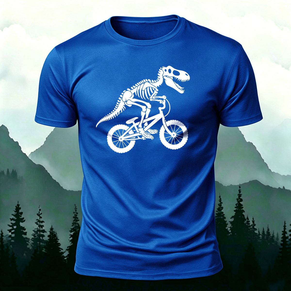 Dinosaur Fossil Cycling Art Print 100% Cotton T-Shirt