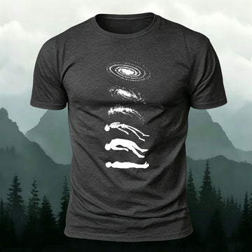 Artistic Pattern Mountain-style Casual Skin-friendly T-shirt Dark grey
