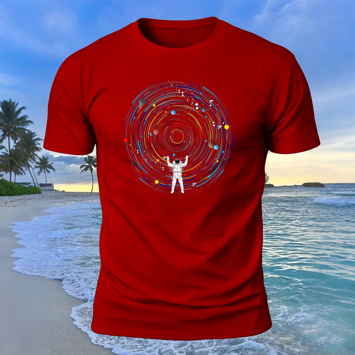 Space Astronaut Print Casual Premium Cotton T-Shirt