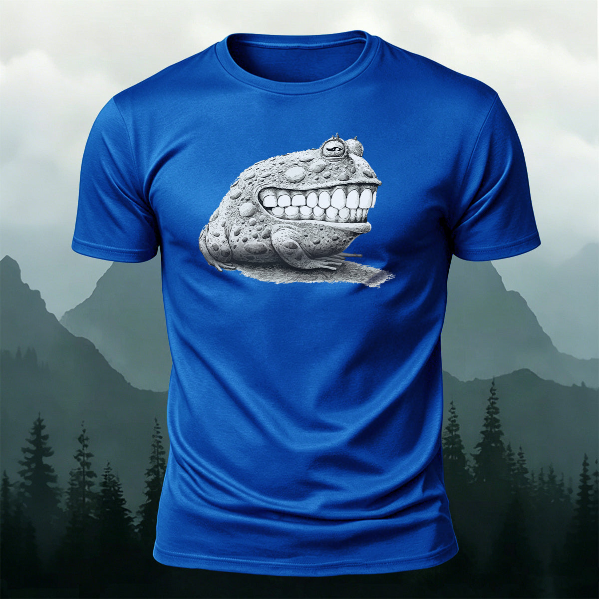 Fun Frog DesignCasual 100% Cotton T-Shirt Blue