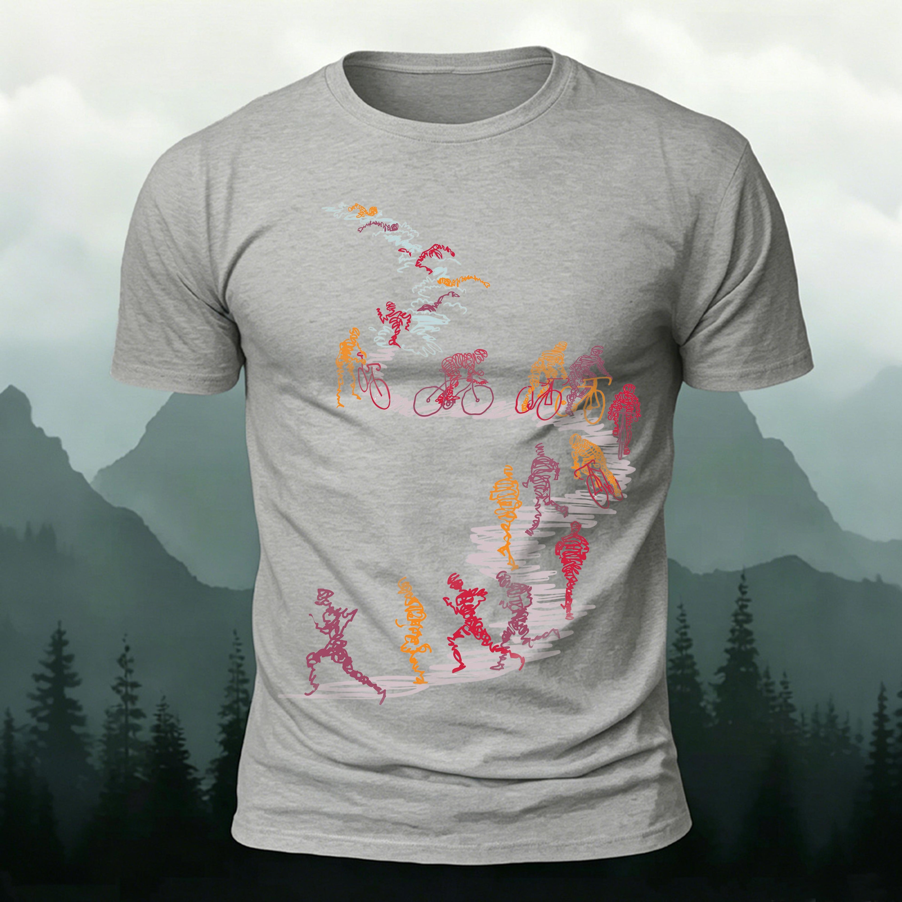 Abstract Cycling Print Fun Premium Cotton T-Shirt