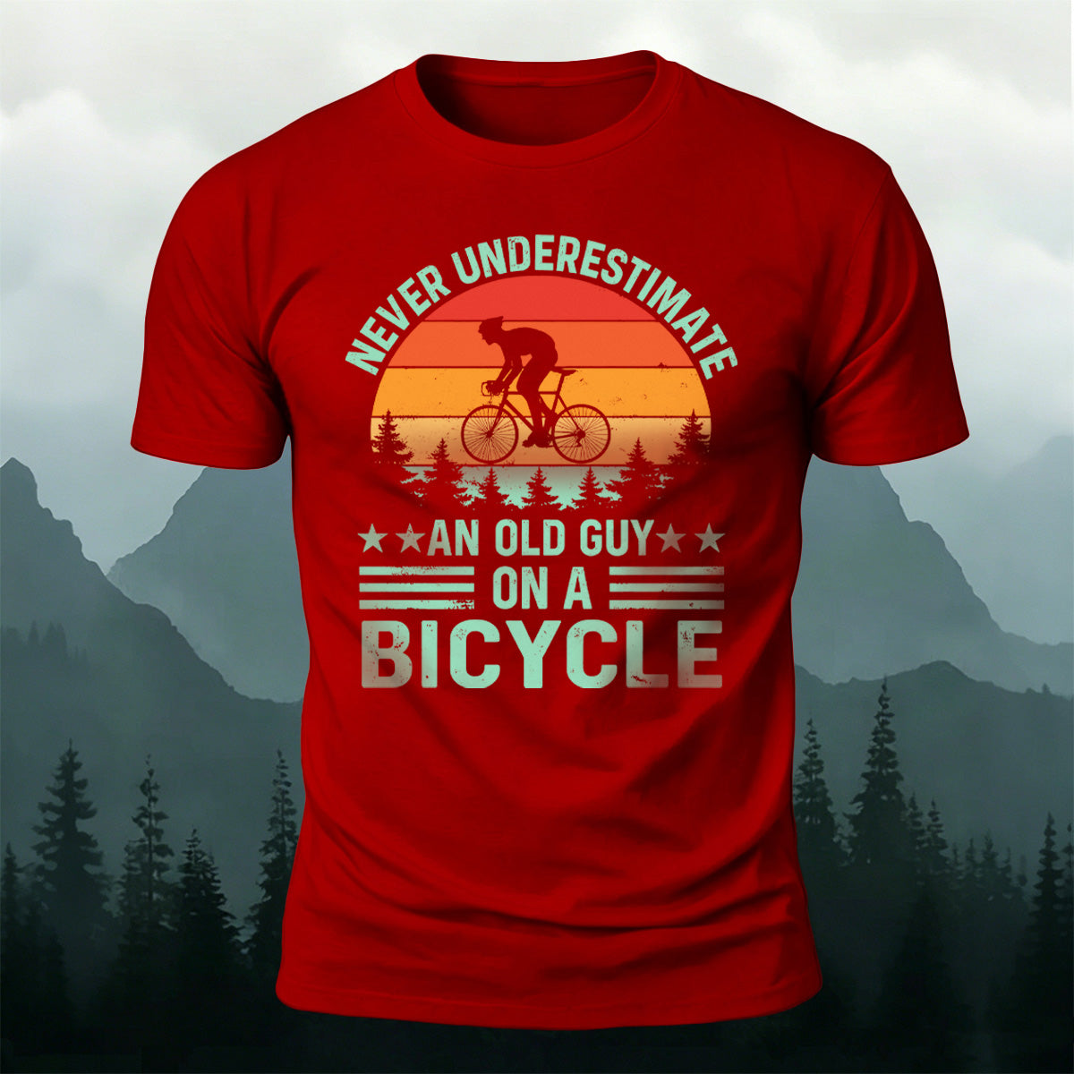 Cycling Spirit Printed Casual Breathable Material T-Shirt Red