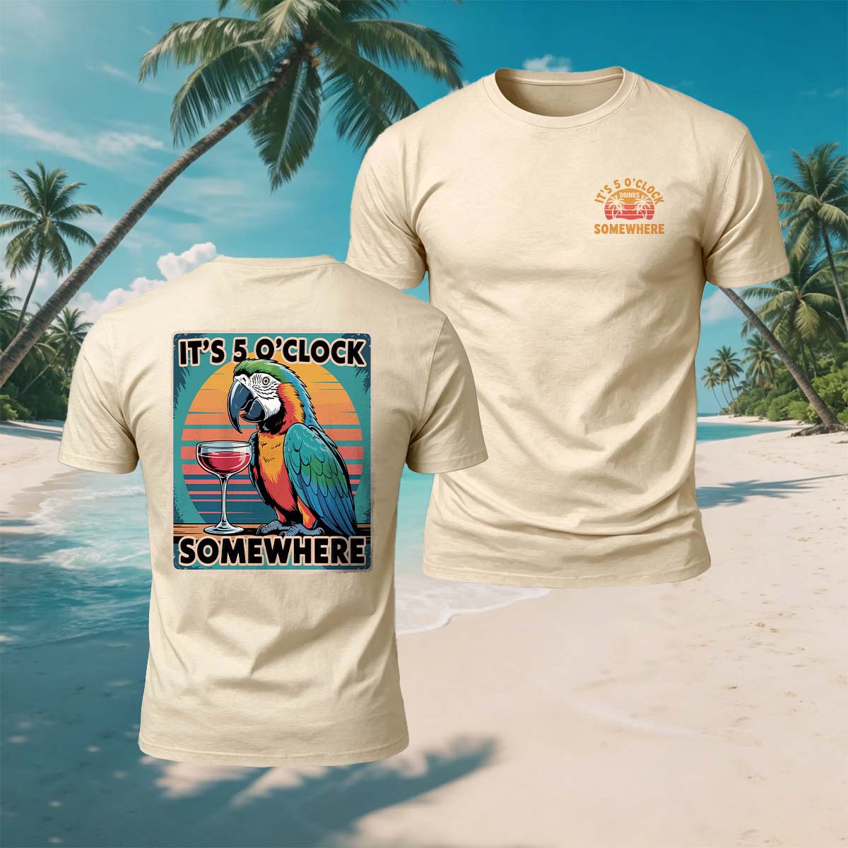 Fun Parrot Red Wine Print Casual Breathable Tee