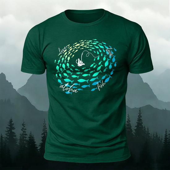 Stylish Fishing-Print Soft-Touch Cotton T-Shirt DGE