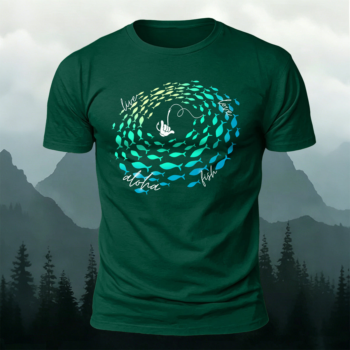 Stylish Fishing-Print Soft-Touch Cotton T-Shirt
