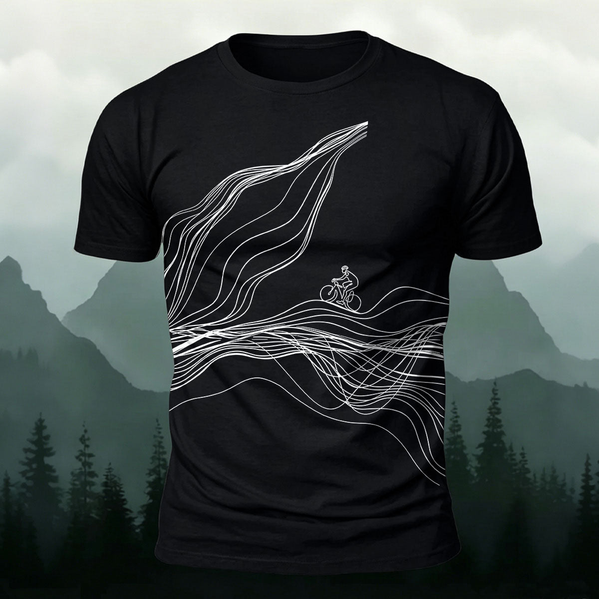 Sublimation  Line Art Cycling Graphic Casual Tee