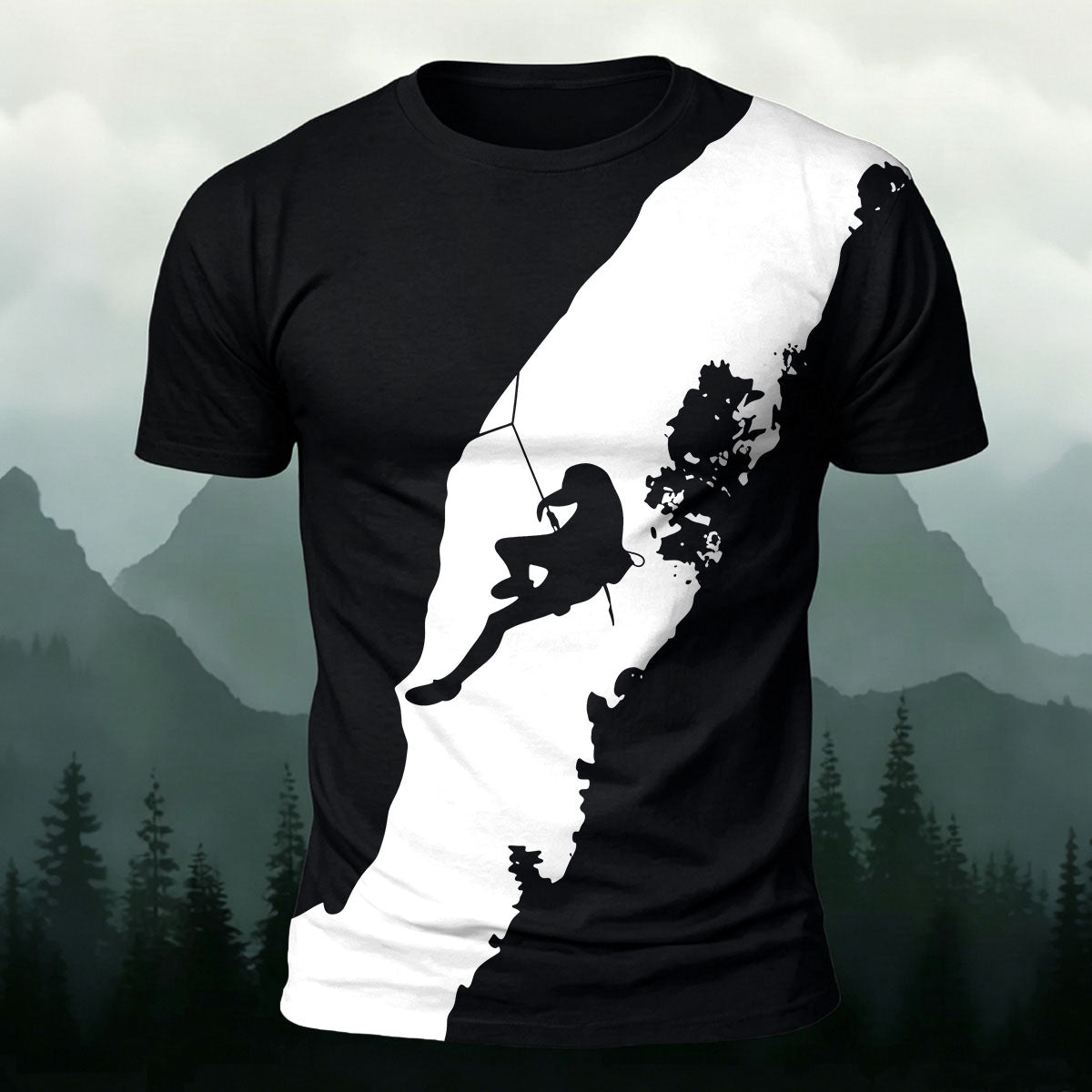 Climbing Enthusiast Print Natural Casual T-Shirt