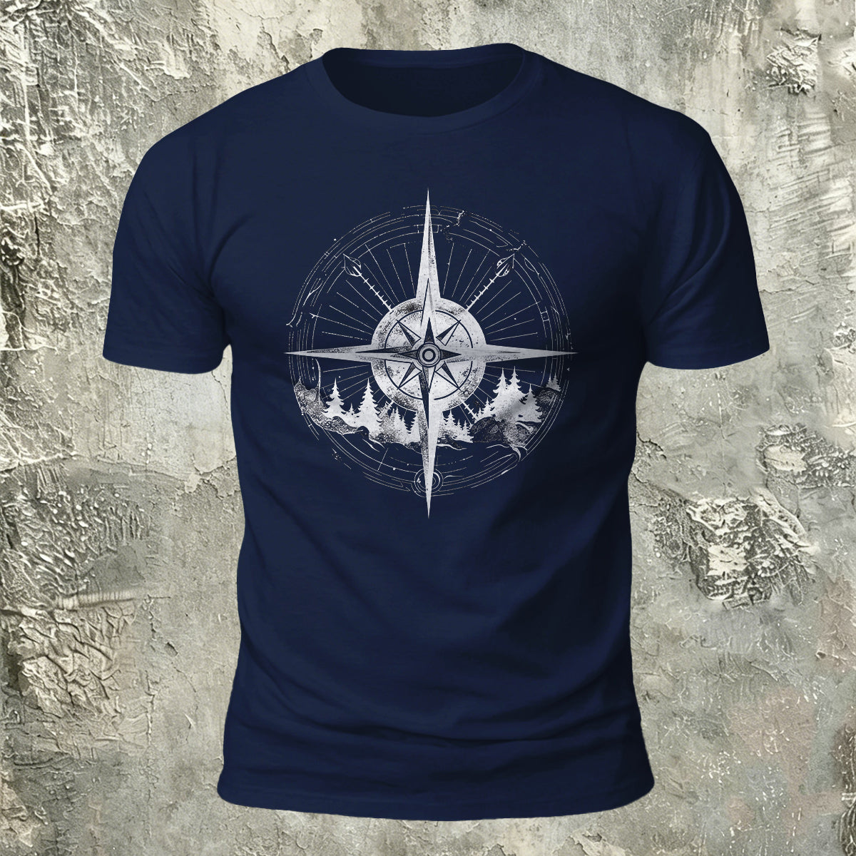 Minimalist Compass Skin-Friendly Round Neck T-Shirt