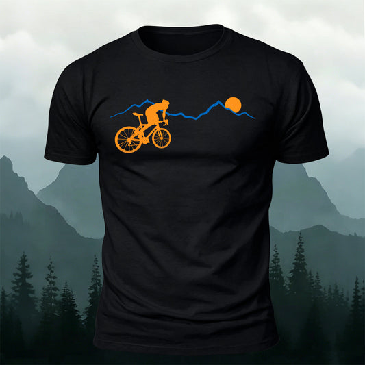 Premium Cotton Sunset Ride Simple Outdoor T-Shirt