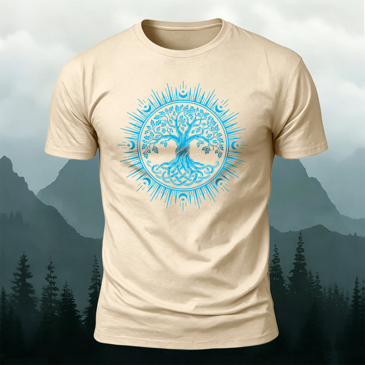 Viking Yggdrasil Pattern Casual Premium Cotton T-Shirt