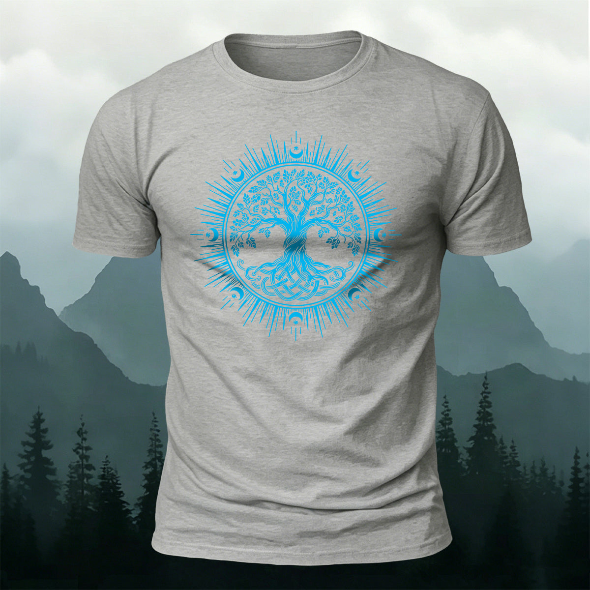 Viking Yggdrasil Pattern Casual Premium Cotton T-Shirt