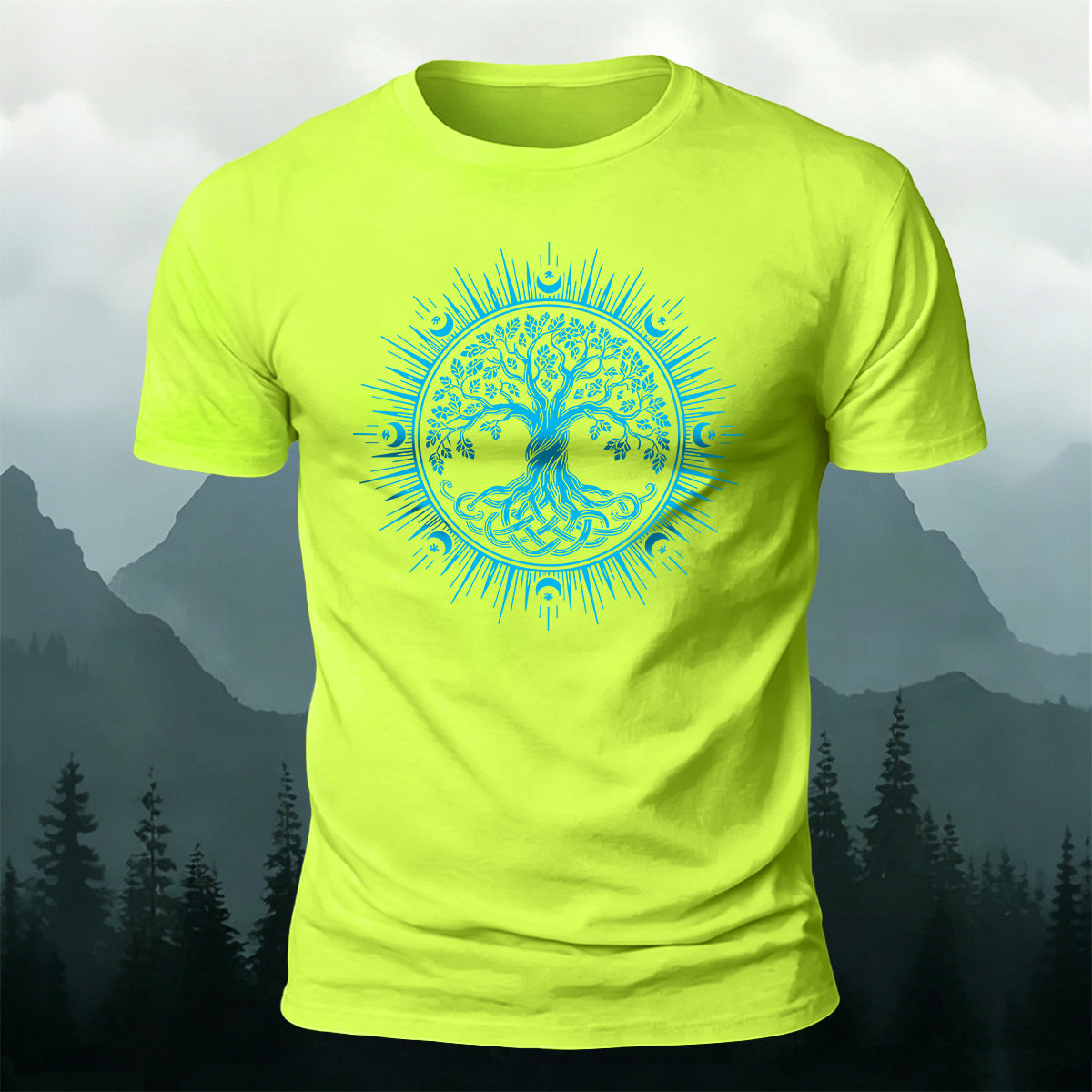 Viking Yggdrasil Pattern Casual Premium Cotton T-Shirt