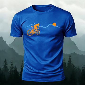 Premium Cotton Sunset Ride Simple Outdoor T-Shirt