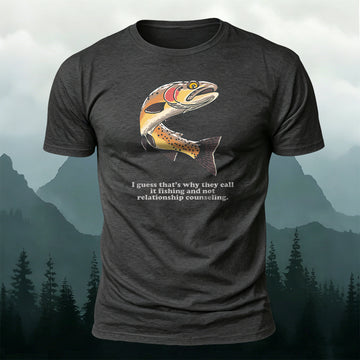 Soft Cotton Fishing Is Healing Printed Casual Outdoor T-Shirt