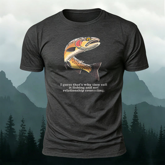 Soft Cotton Fishing Is Healing Printed Casual Outdoor T-Shirt