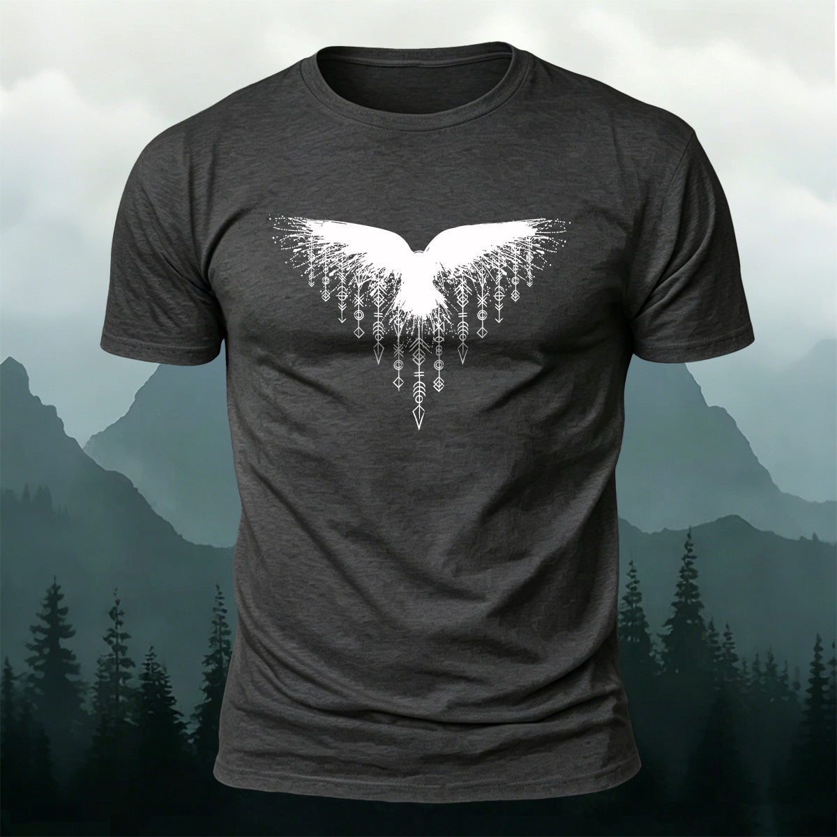 Cotton Viking Eagles Art Print Casual T-Shirt