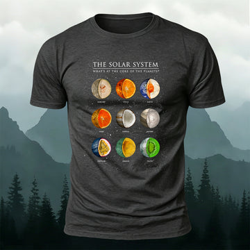 Cotton Eight Planets and Fruits Print T-Shirt