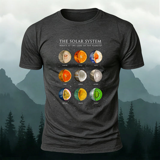 Cotton Eight Planets and Fruits Print T-Shirt
