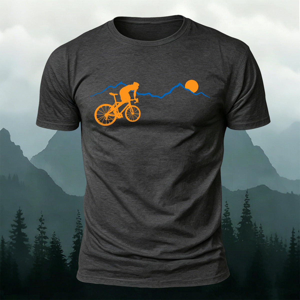 Premium Cotton Sunset Ride Simple Outdoor T-Shirt