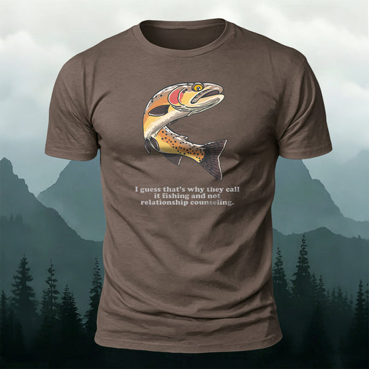 Soft Cotton Fishing Is Healing Printed Casual Outdoor T-Shirt