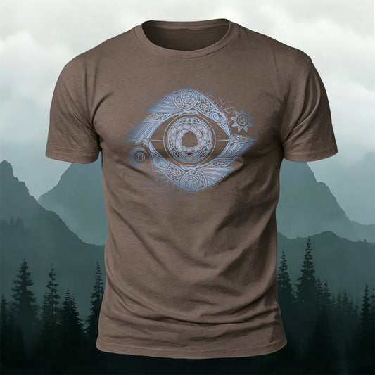 Cotton Viking-Motif Casual Crew-Neck T-Shirt