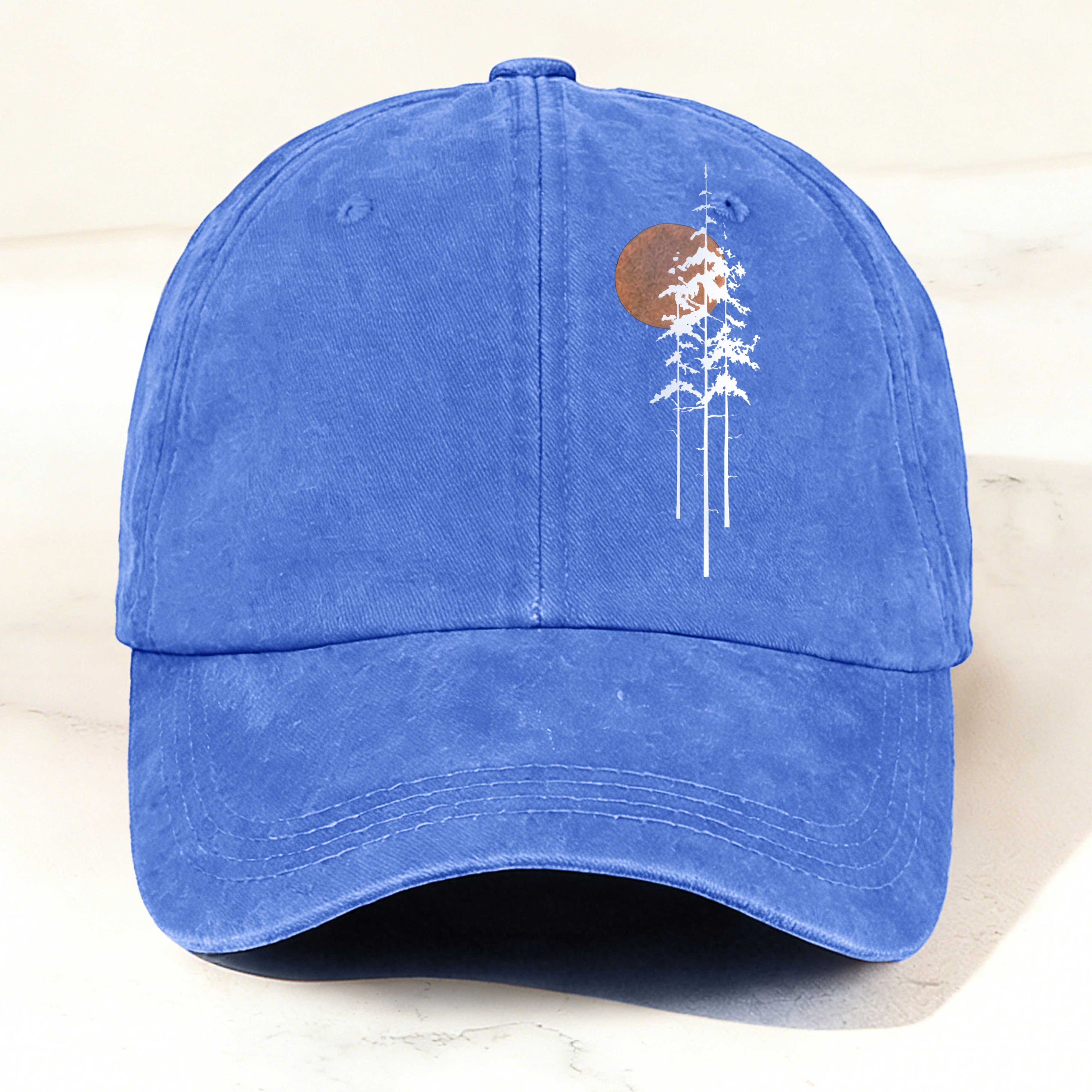 Sunset in the Deep Forest Printed Washed Baseball Cap
