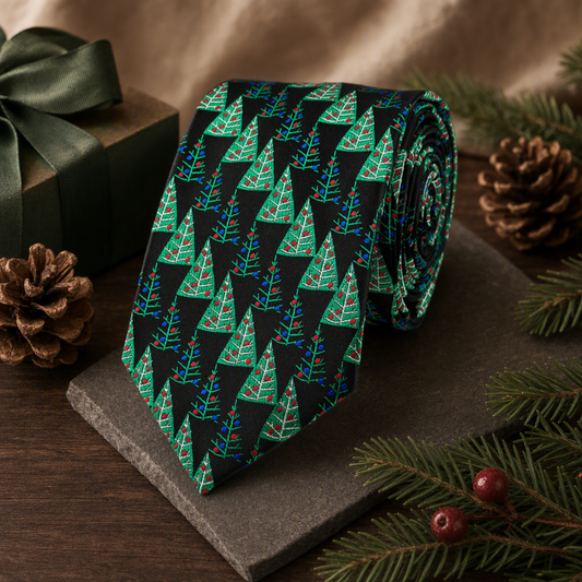 Jacquard Christmas Dog Candy Cane Pattern Necktie
