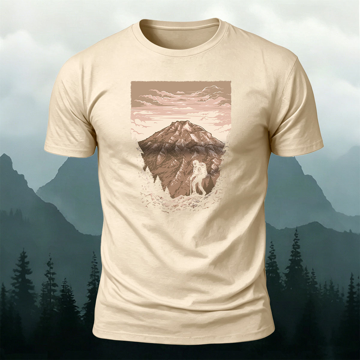 Mountaineer Art Print Casual Cotton T-Shirt