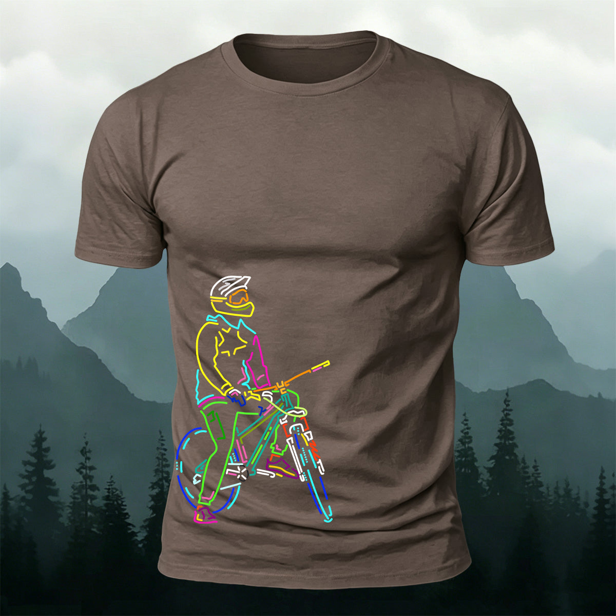 Colorful Lines Cycling Series Printed Cotton T-Shirt