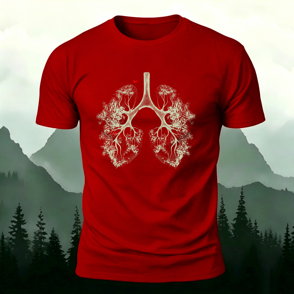 Lush Branches Lung Pattern Skin-friendly Cotton T-shirt