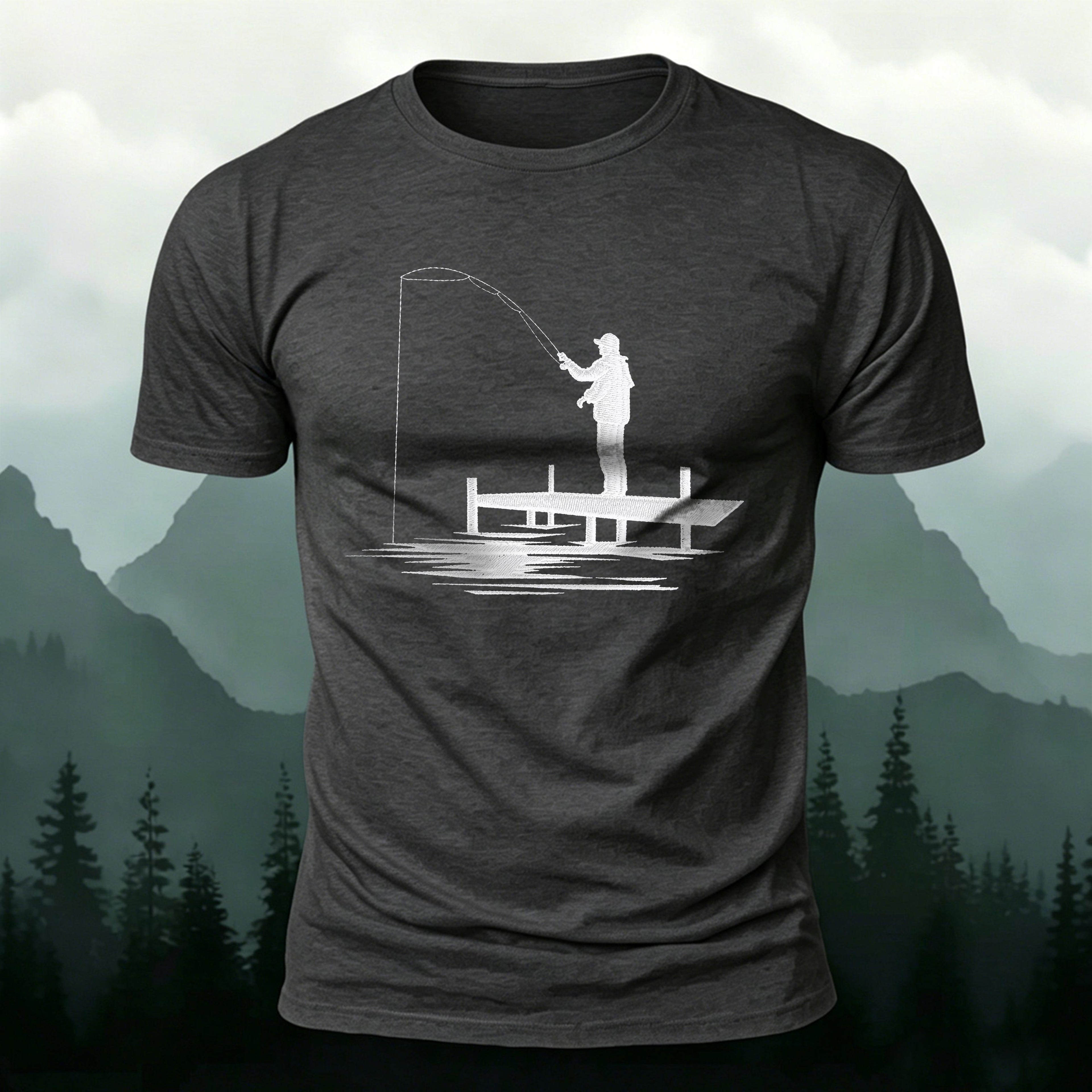 Fishing 3D UV Print Minimalist Premium Cotton Tee