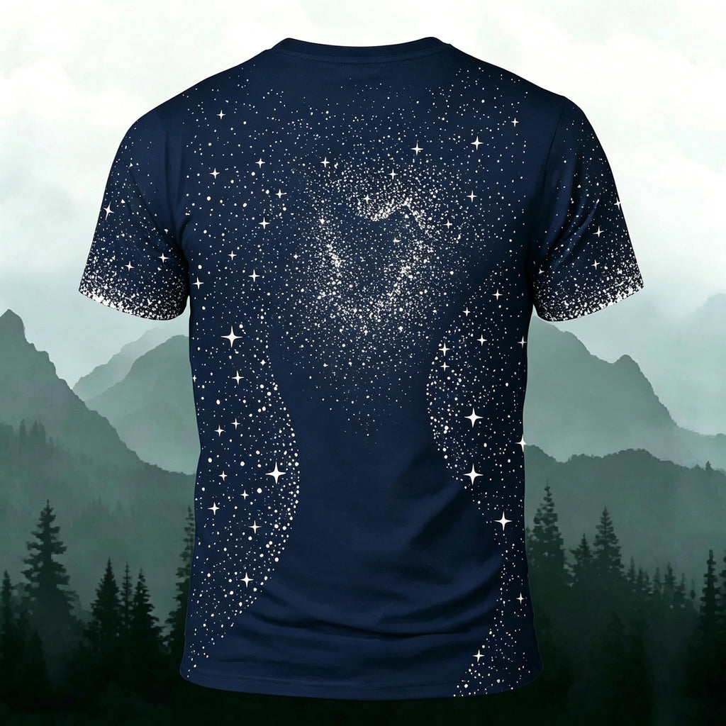 Starry Sky and Deep Sea Print Casual T-Shirt