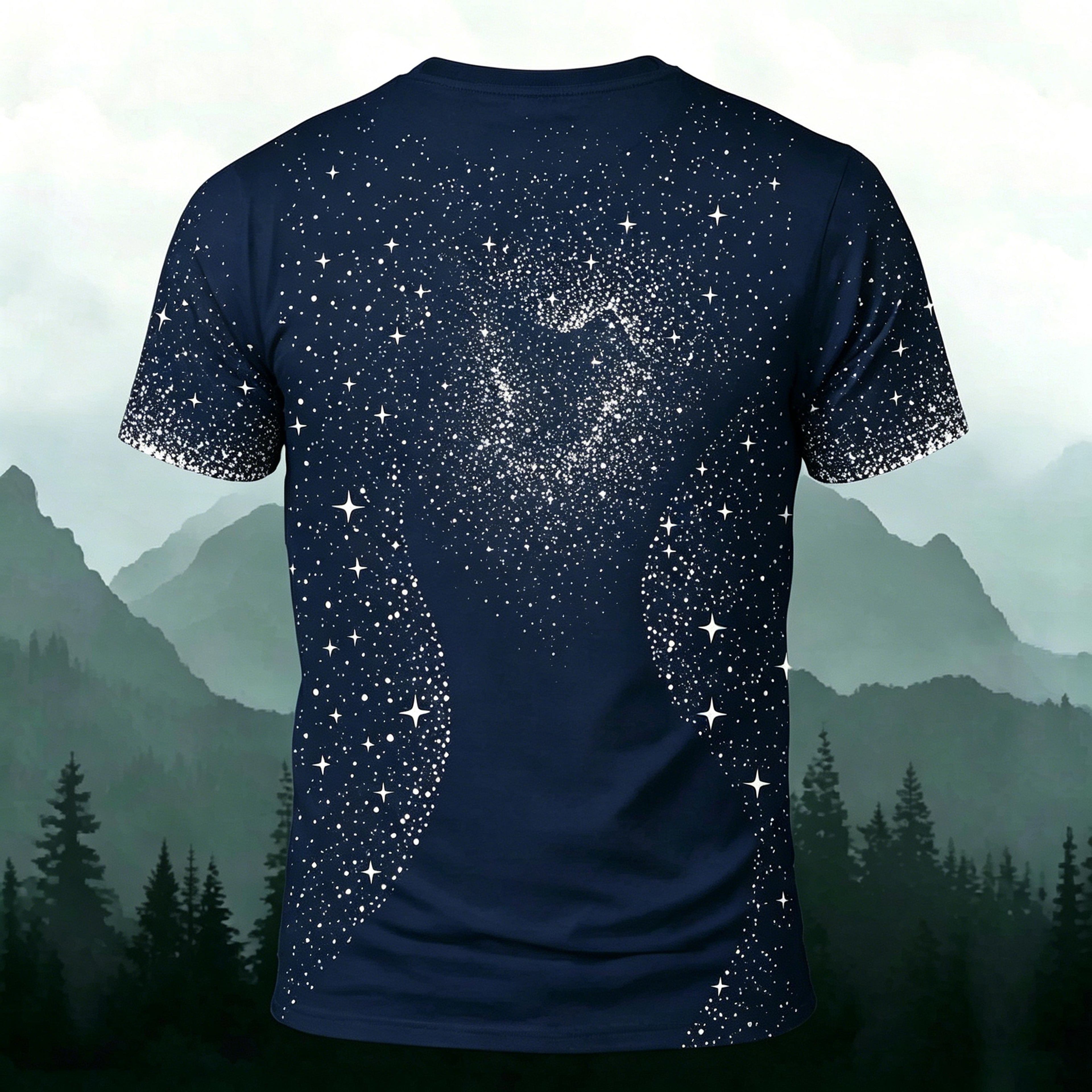 Starry Sky and Deep Sea Print Casual T-Shirt