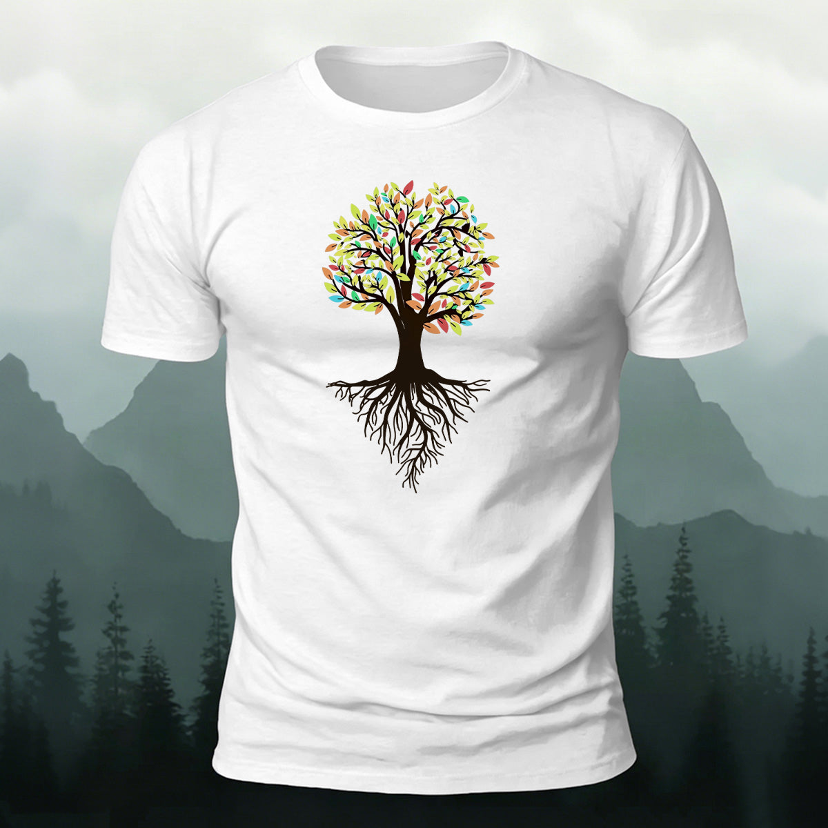 Minimalist Dense Trees Pattern Breathable Material T-Shirt