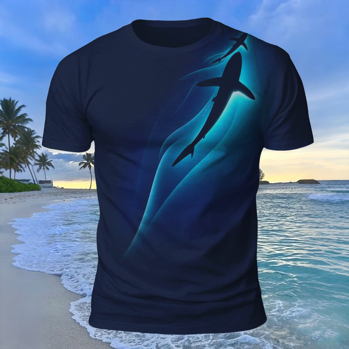 Ocean Spirit Whale Print 100% Cotton Casual T-Shirt