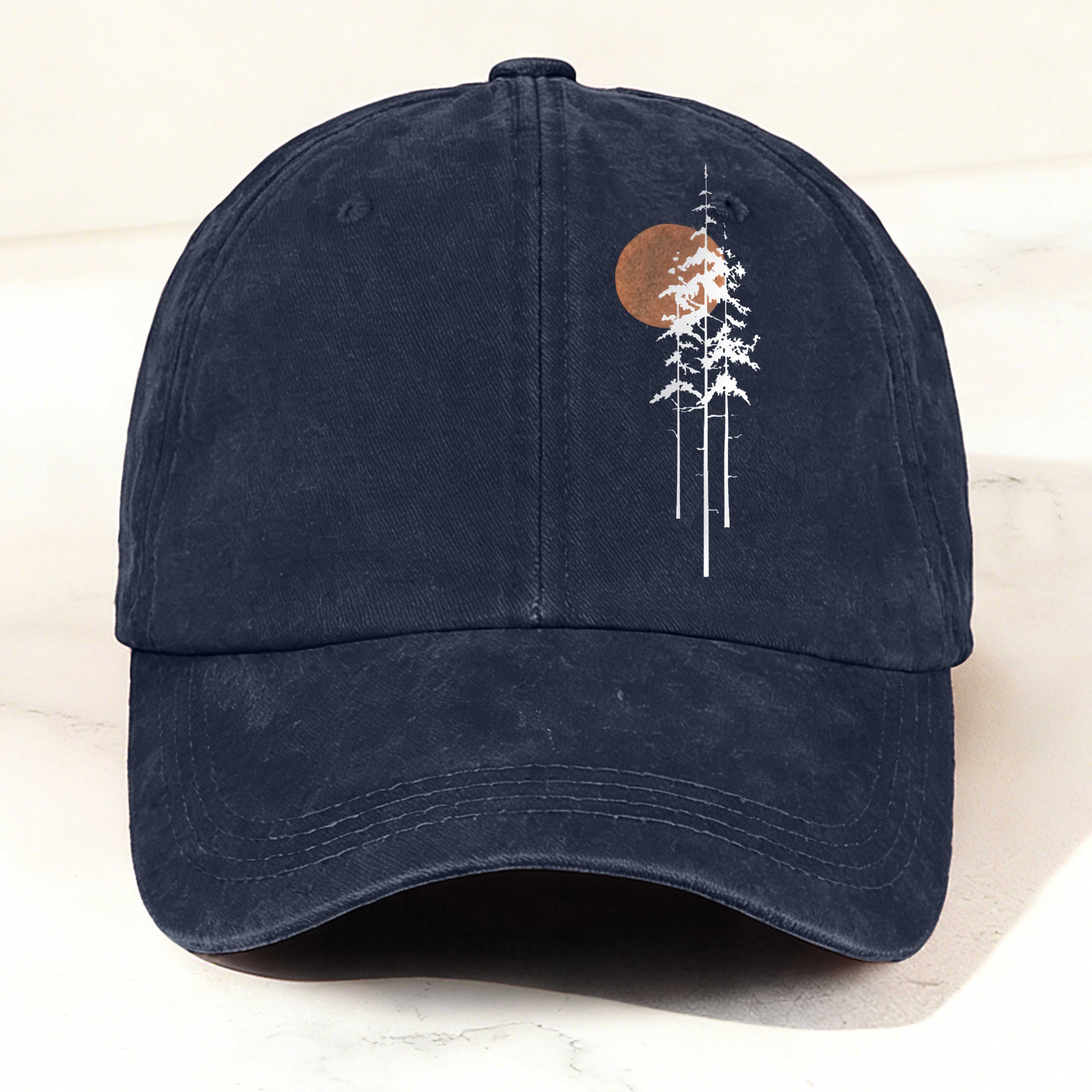 Sunset in the Deep Forest Printed Washed Baseball Cap