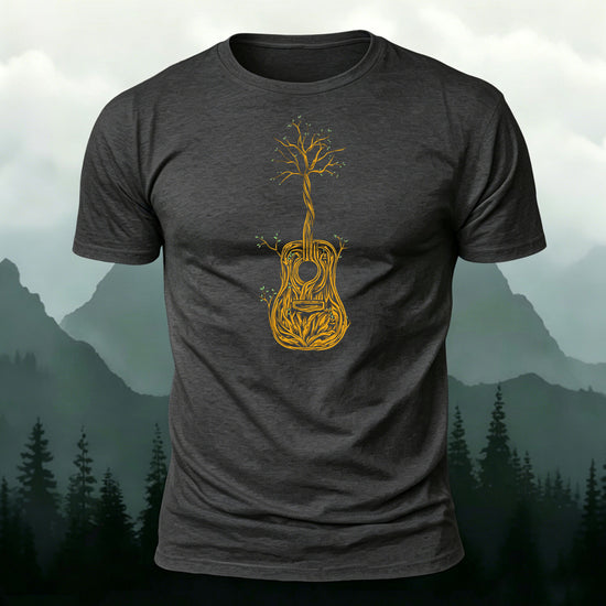 Artistic Tree Print Premium Cotton Casual T-Shirt Dark Grey