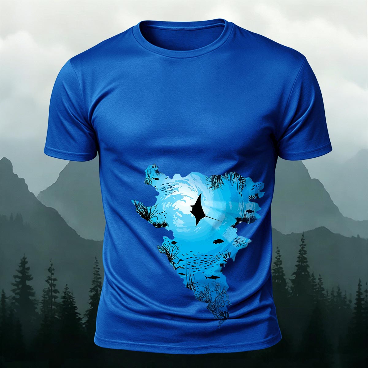 Deep Sea Dream Jellyfish Silhouette Printed Cotton T-Shirt