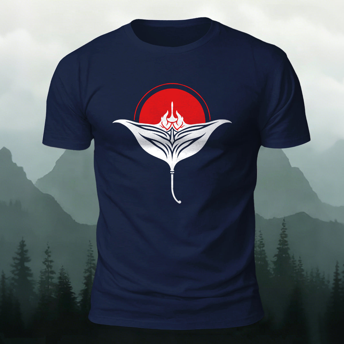 Manta Ray Red Sun Nature Skin-Friendly T-Shirt
