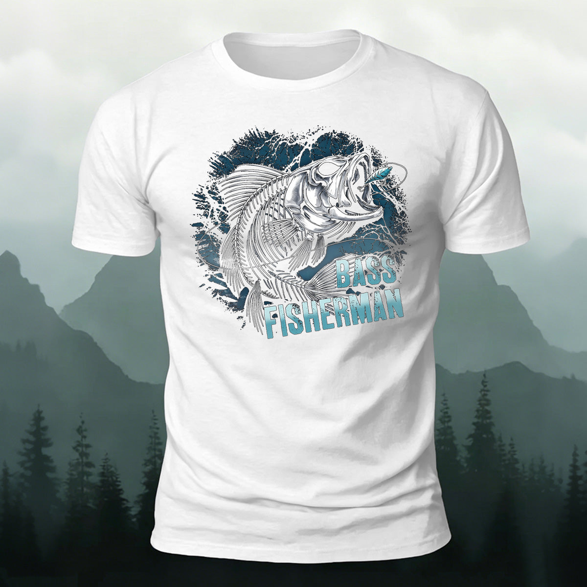 Retro Fish Fossil Print Comfortable Cotton T-Shirt