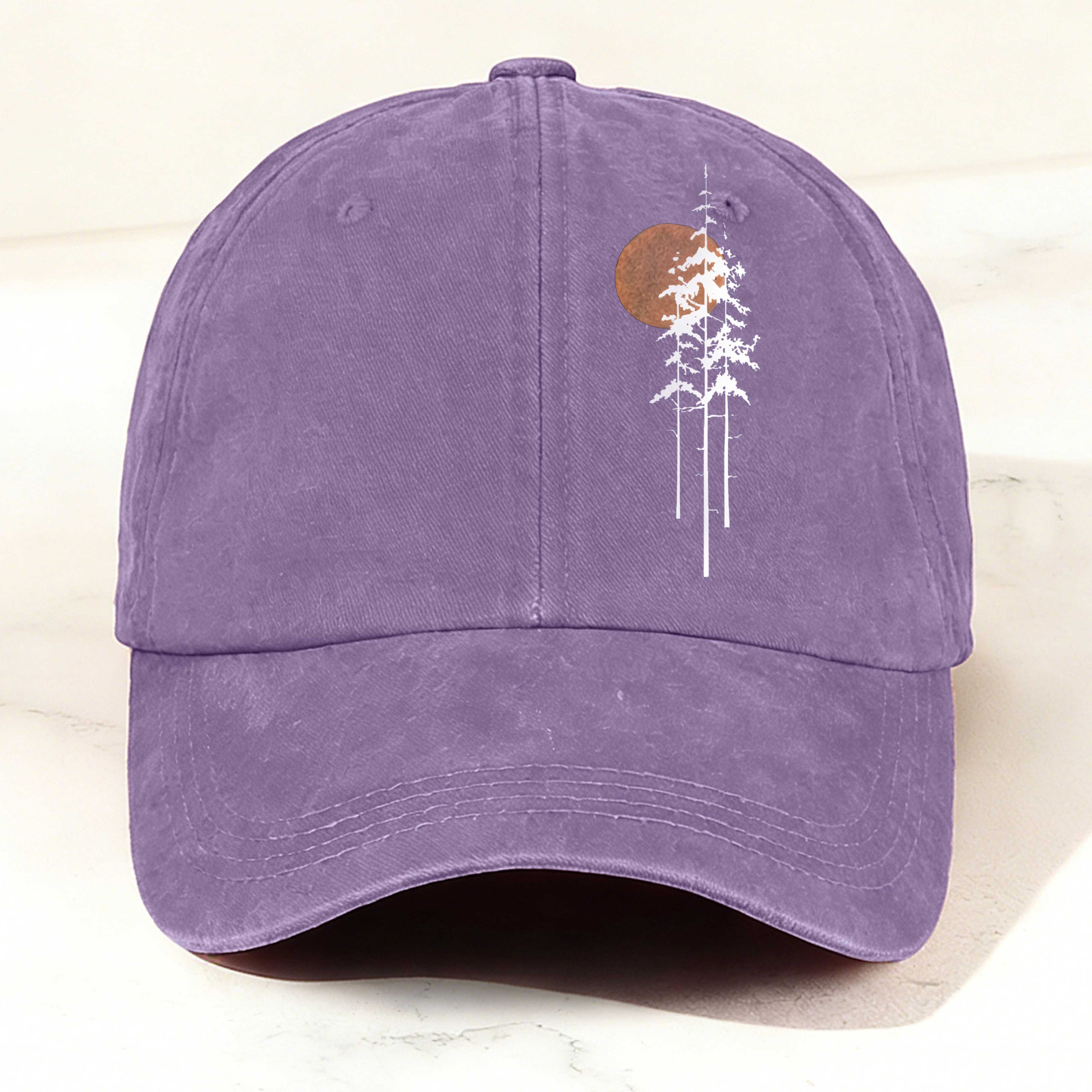 Sunset in the Deep Forest Printed Washed Baseball Cap