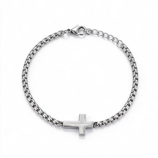Stainless Steel Cross Unisex Chain Bracelet