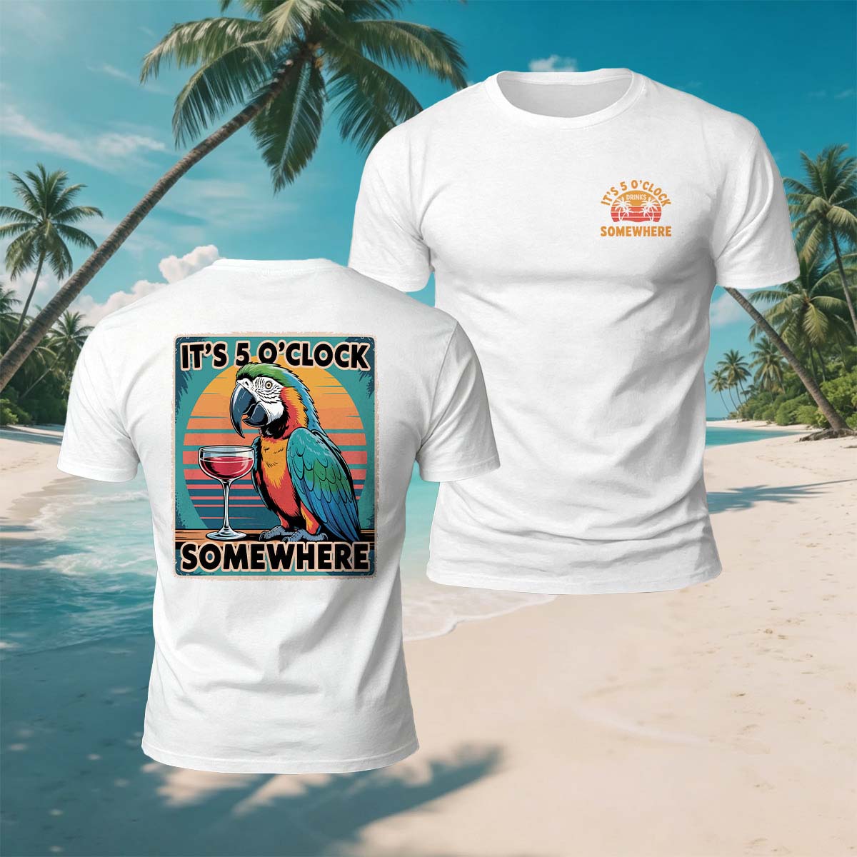 Fun Parrot Red Wine Print Casual Breathable Tee