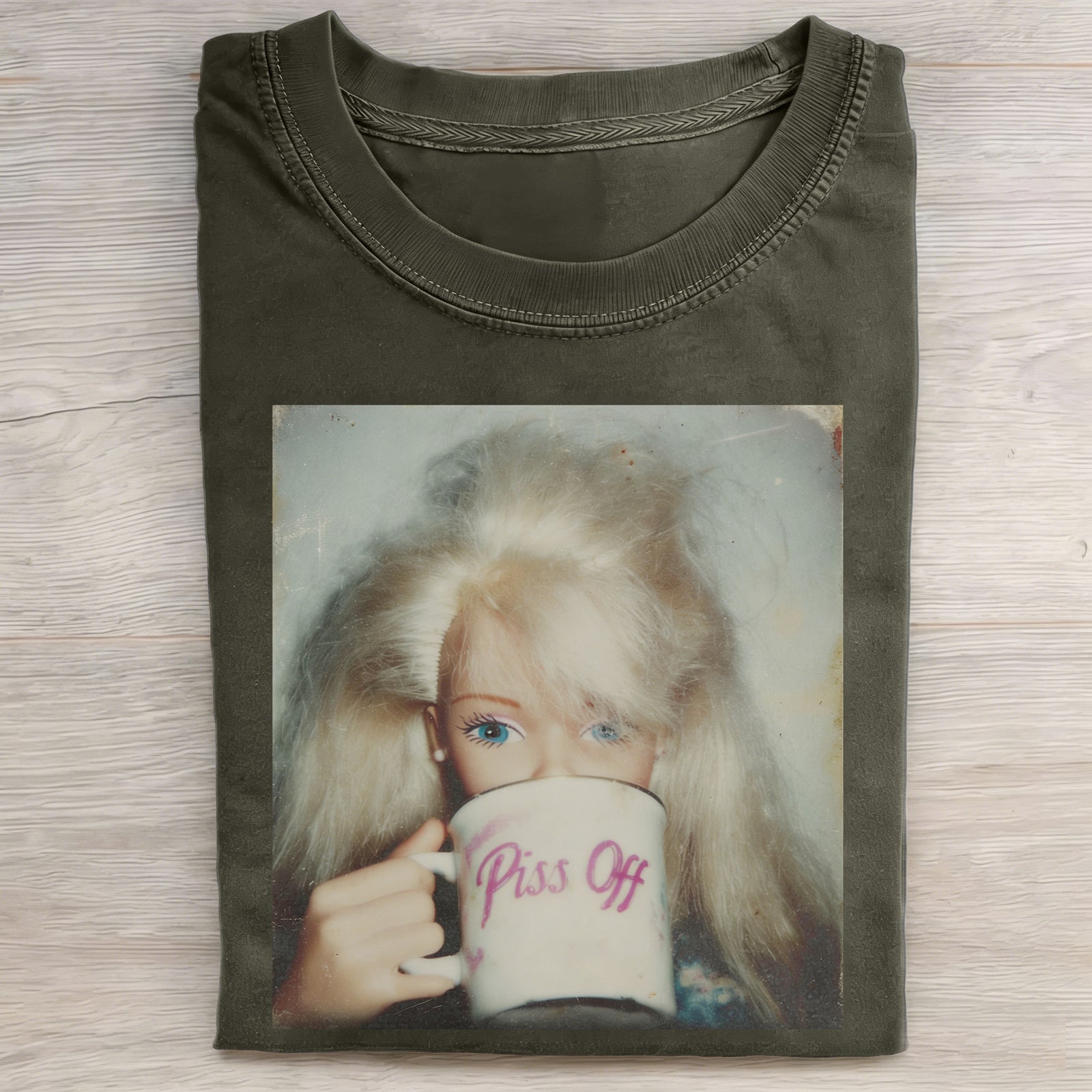 Princess Drinking Print Beauty Round Neck T-Shirt