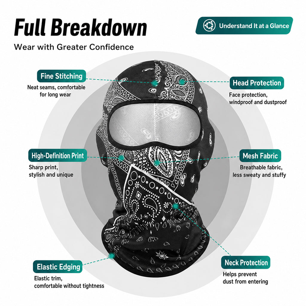 Breathable Unique Print and Fun Face Mask Motorcycle Helmet