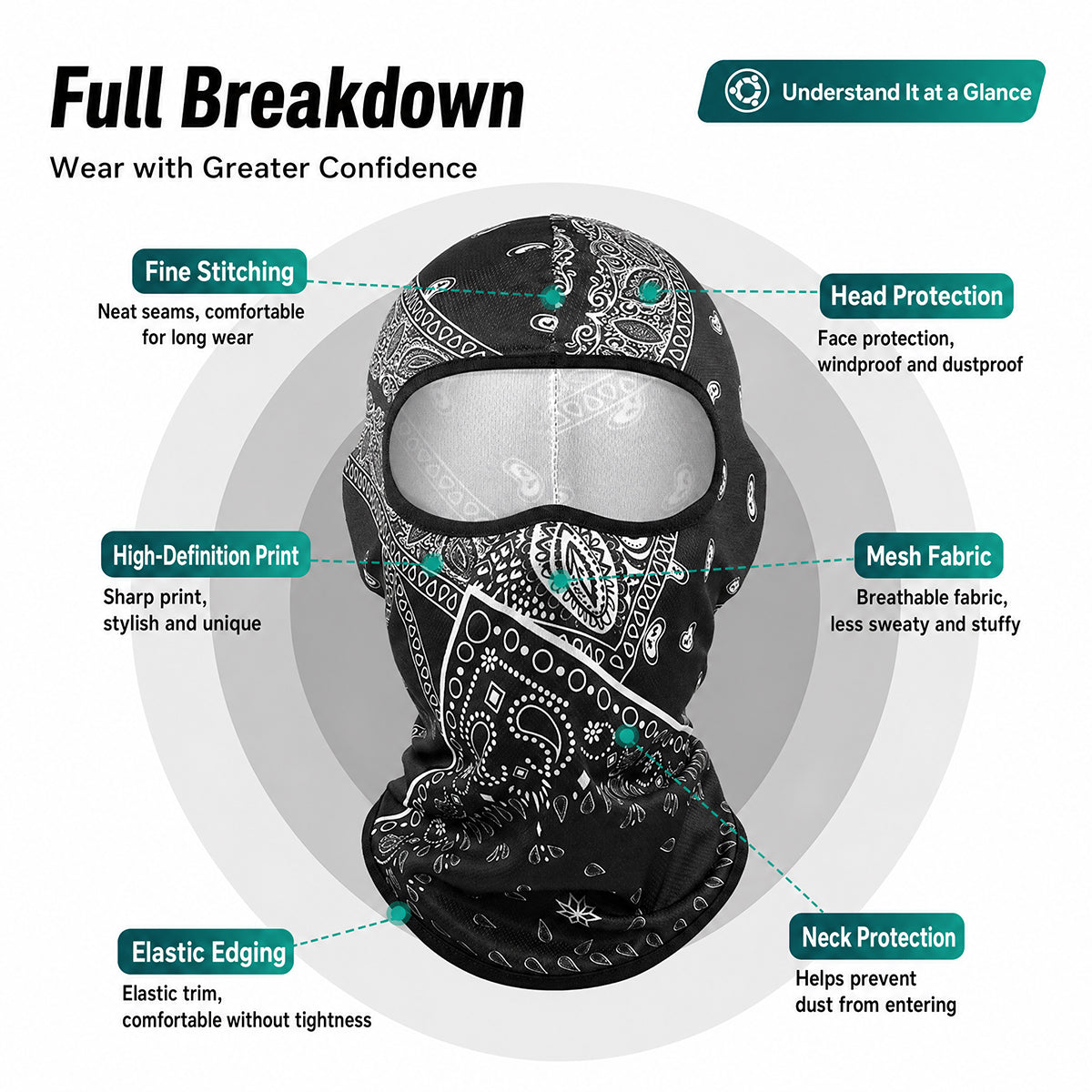 Breathable Unique Print and Fun Face Mask Motorcycle Helmet