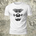 Vintage Butterfly Skull Print Casual Cotton T-Shirt